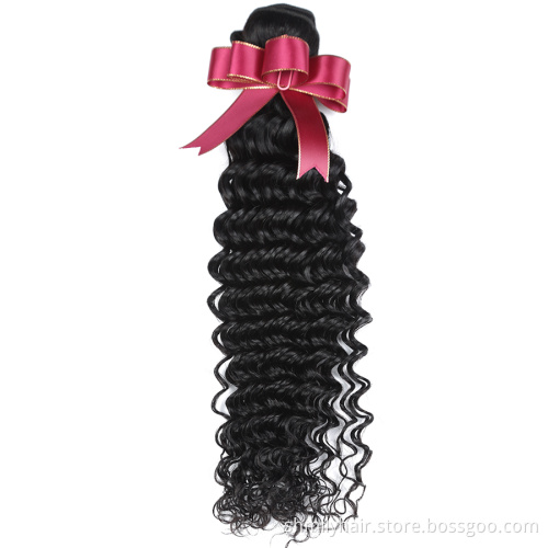 10A Virgin Hair Bundles Can Be Dyed And Bleached Human Hair Bundles With Lace Frontals Deep Wave Hair Bundles With Lace Frontals